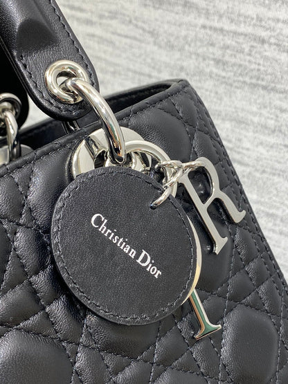 Dior Lady Dior Large Bag Black Cannage Lambskin Silver Hardware