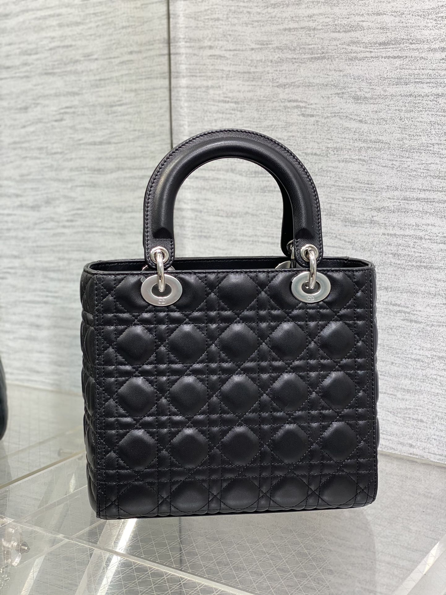Dior Lady Dior Large Bag Black Cannage Lambskin Silver Hardware