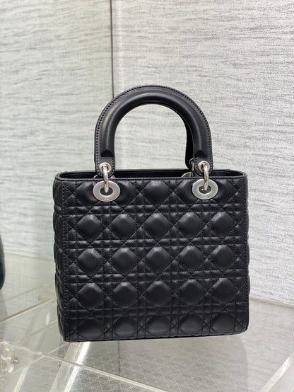 Dior Lady Dior Large Bag Black Cannage Lambskin Silver Hardware