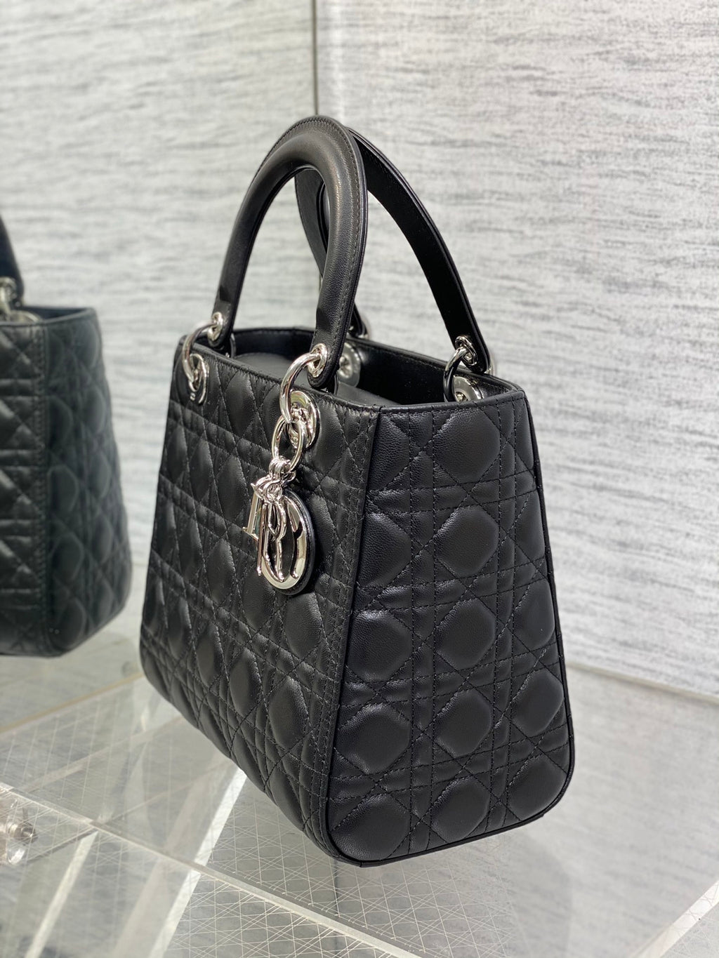 Dior Lady Dior Large Bag Black Cannage Lambskin Silver Hardware
