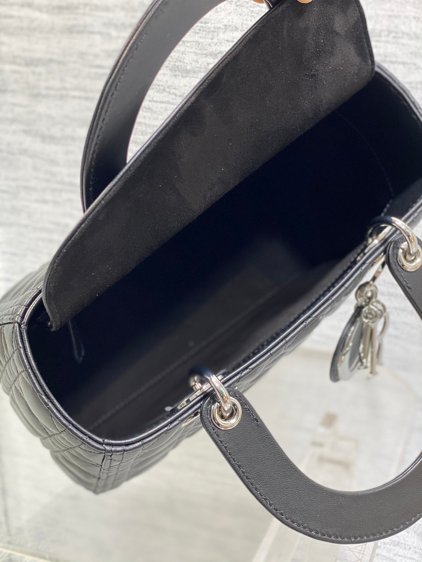 Dior Lady Dior Large Bag Black Cannage Lambskin Silver Hardware