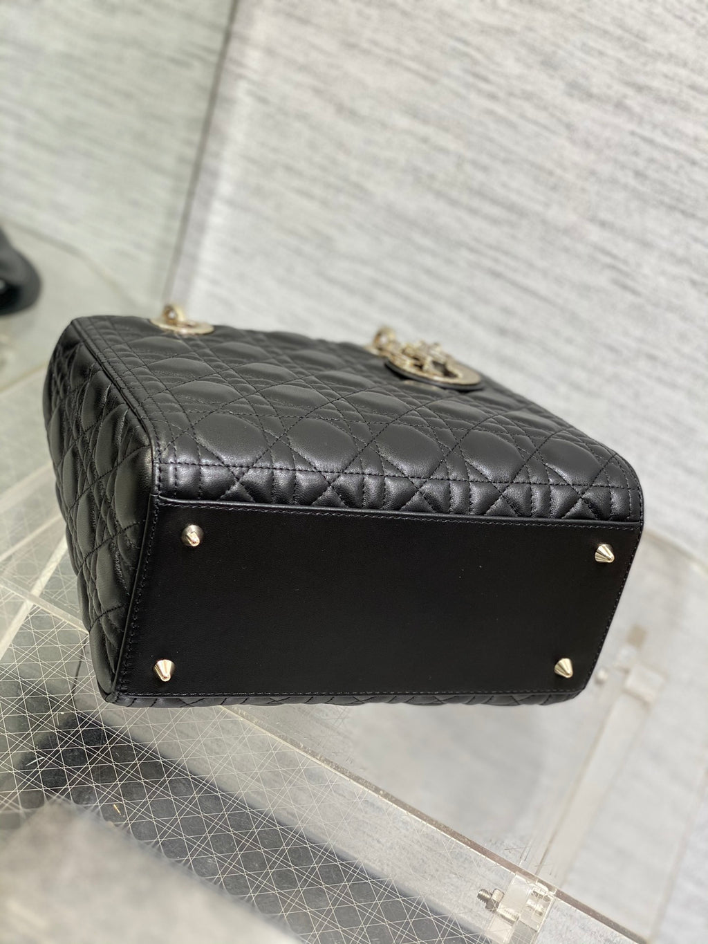 Dior Lady Dior Large Bag Black Cannage Lambskin Light Gold Hardware