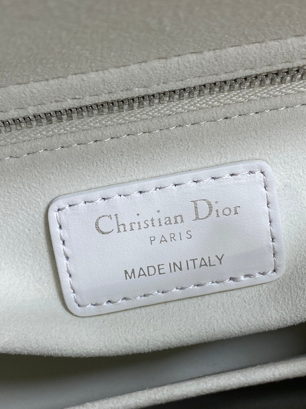 Dior Lady Dior Medium Bag White Cannage Lambskin Black Handle Bow Silver Hardware