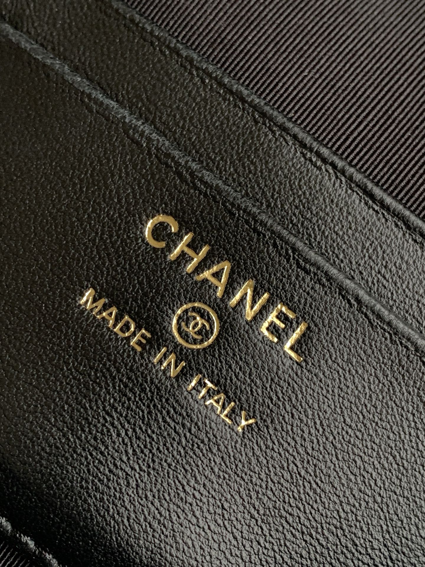 Chanel 26S Vanity Case — White Quilted Fabric & Black Lambskin with Gold Hardware