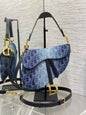 Dior Saddle Bag — Blue Denim Oblique Jacquard with Gold Hardware
