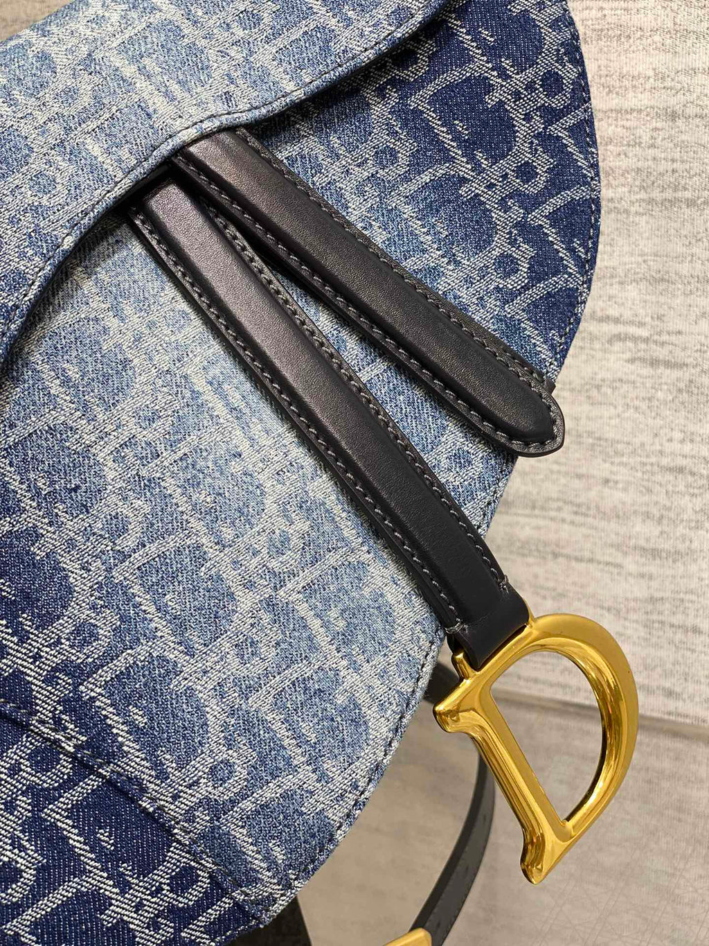 Dior Saddle Bag — Blue Denim Oblique Jacquard with Gold Hardware