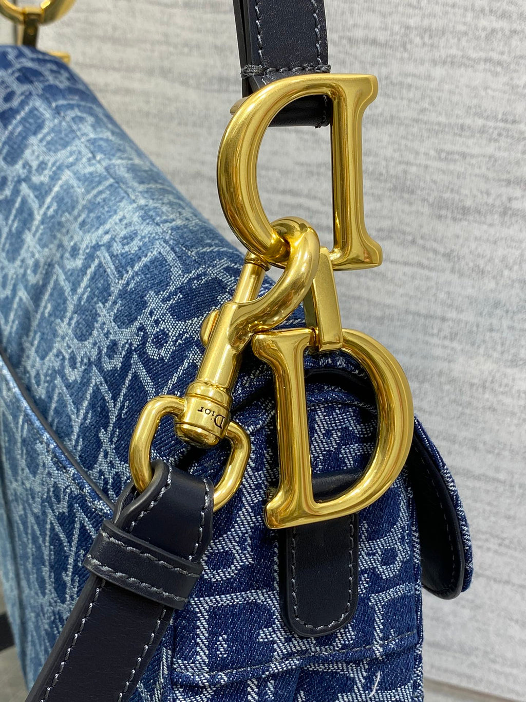 Dior Saddle Bag — Blue Denim Oblique Jacquard with Gold Hardware