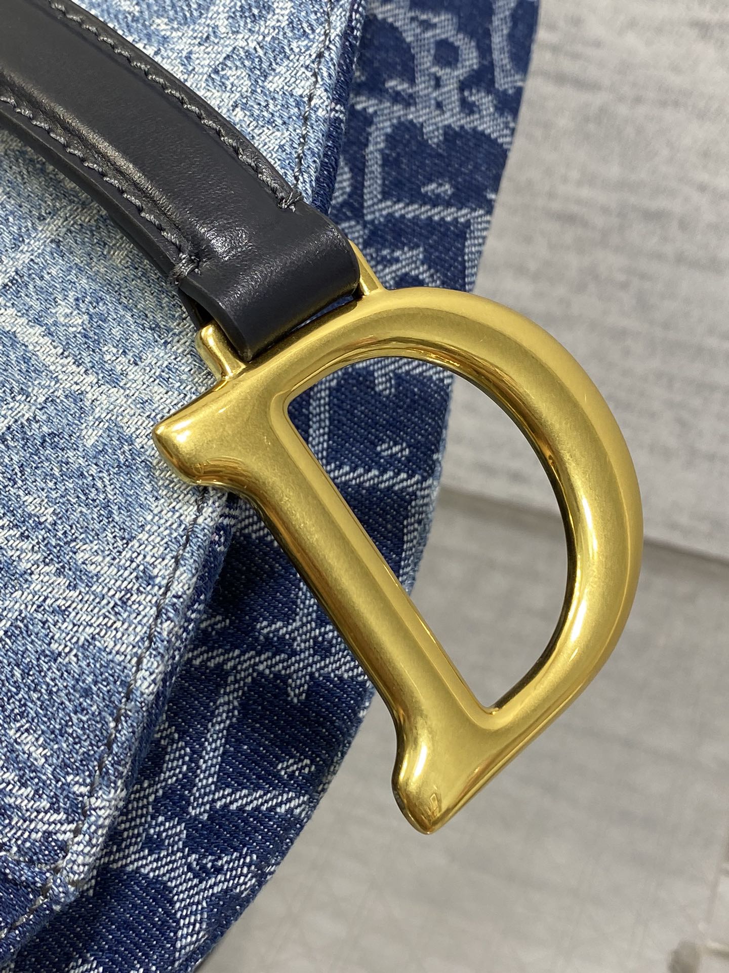Dior Saddle Bag — Blue Denim Oblique Jacquard with Gold Hardware