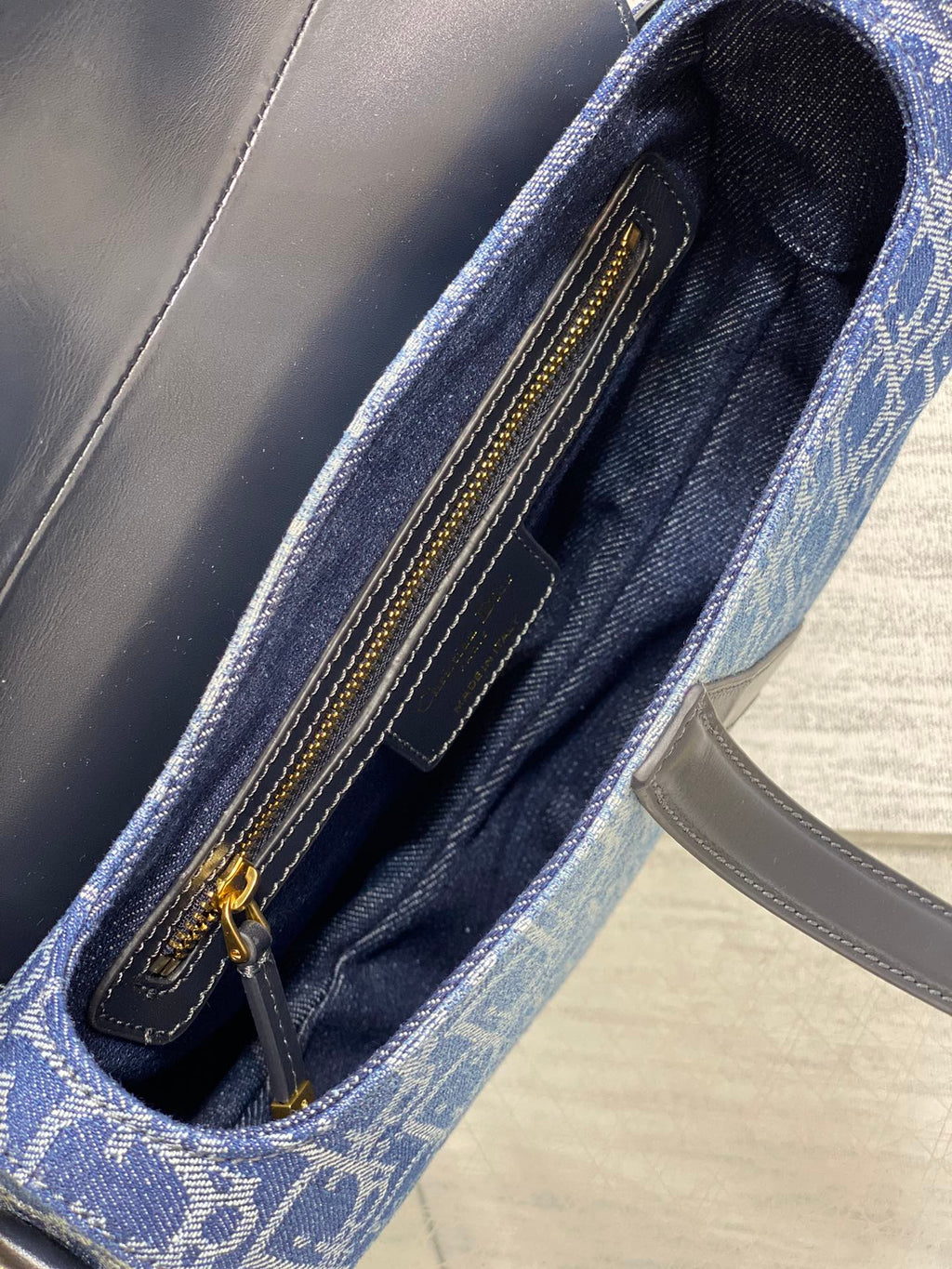 Dior Saddle Bag — Blue Denim Oblique Jacquard with Gold Hardware