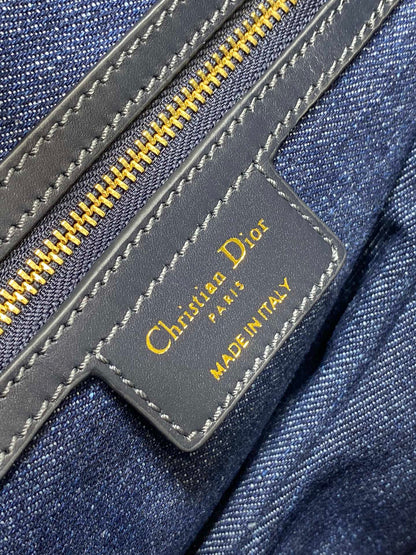 Dior Saddle Bag — Blue Denim Oblique Jacquard with Gold Hardware