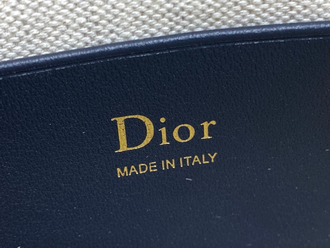 Dior Oblique Bow Chain Bag — Navy Oblique Jacquard Canvas with Black Leather Bow and Gold Hardware