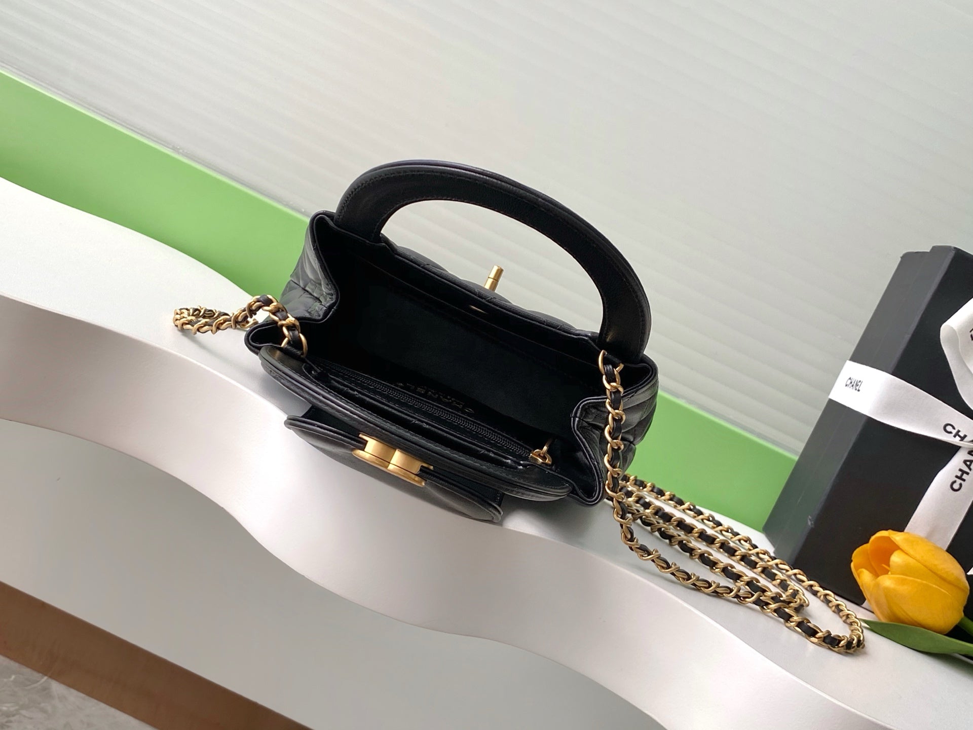 Chanel 25C Kelly Bag — Black Quilted Lambskin with Gold Hardware
