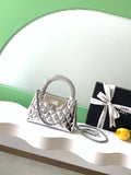 Chanel 26C Kelly Bag — Silver Quilted Patent Leather with Silver Hardware