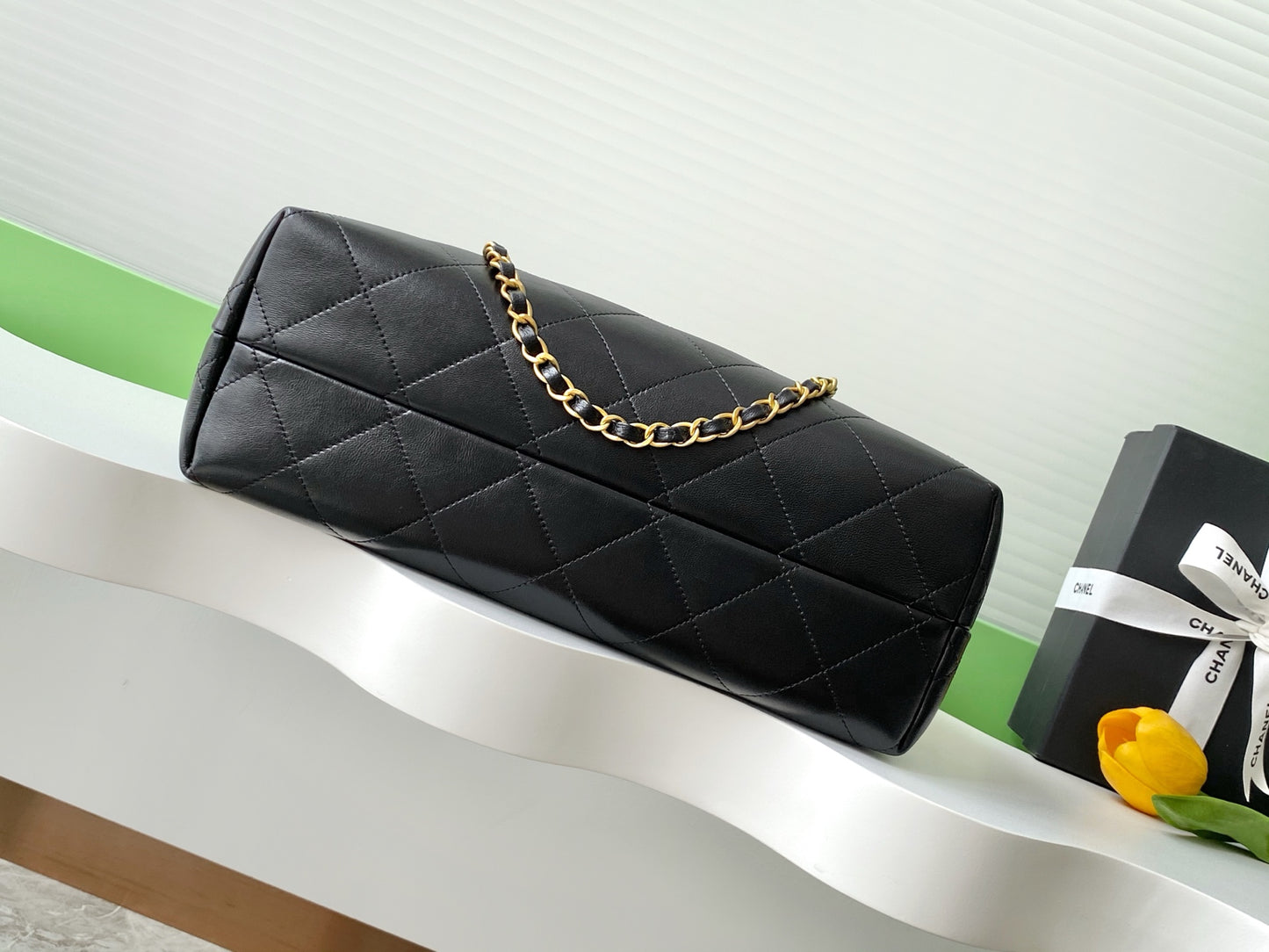 Chanel 25A Métiers d'Art Tote — Camel Suede & Black Caviar Leather with Gold Hardware