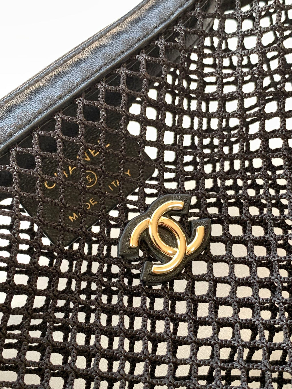 Chanel 25S Hula Hoop Mesh Bag — Black Mesh & Patent Leather with Silver Hardware