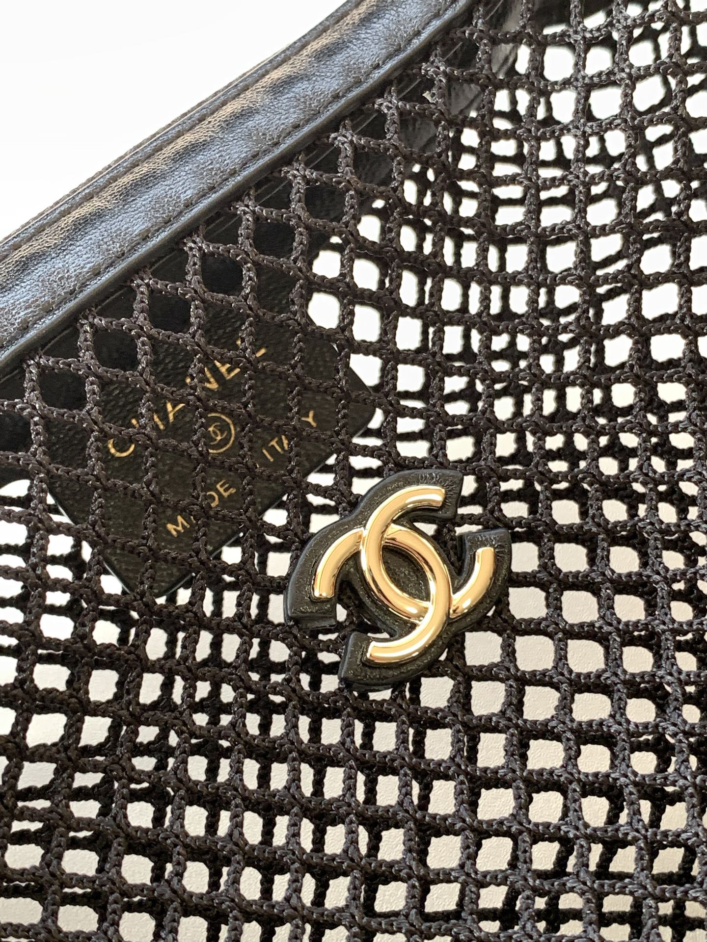 Chanel 25S Hula Hoop Mesh Bag — Black Mesh & Patent Leather with Silver Hardware