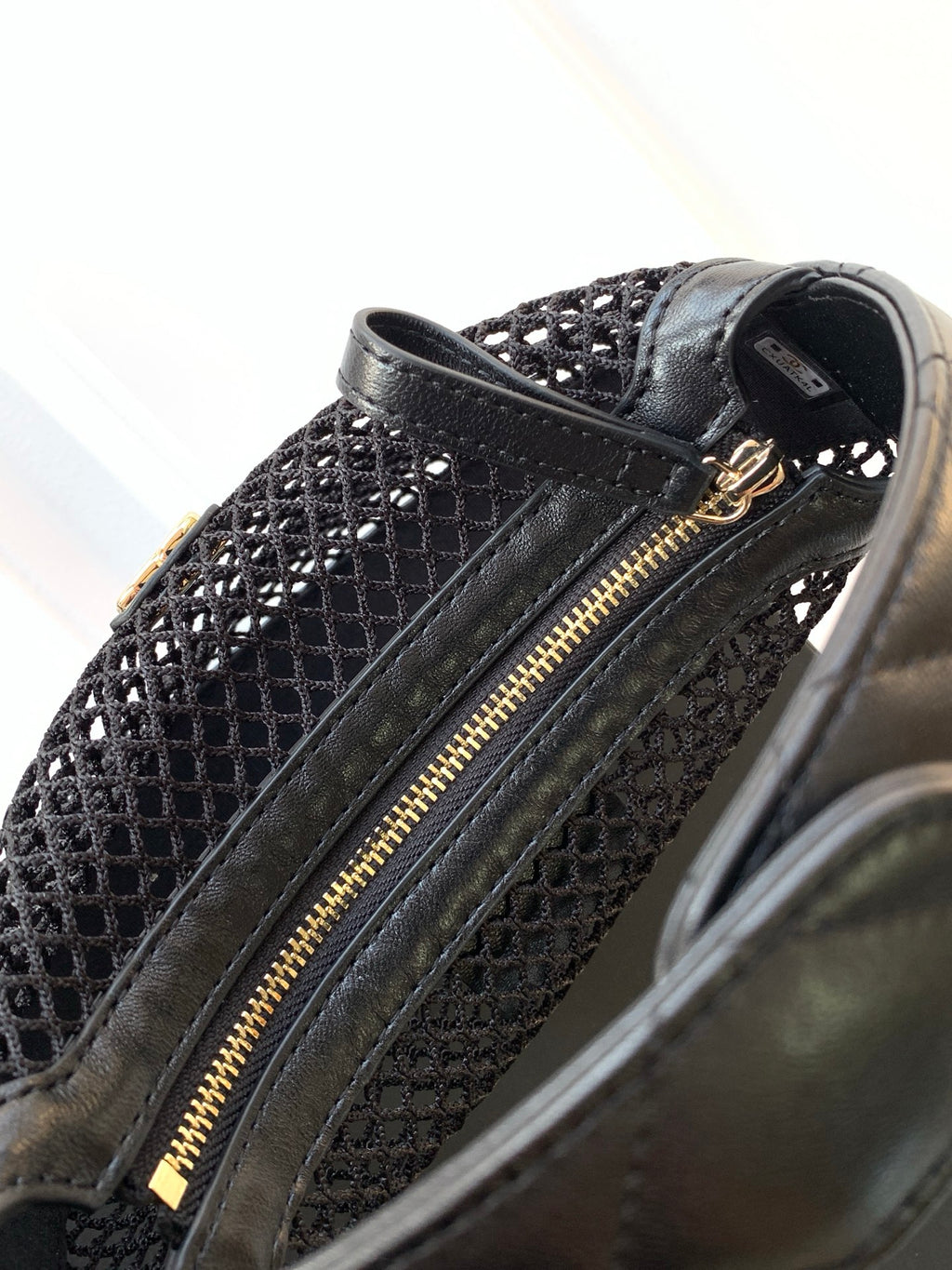Chanel 25S Hula Hoop Mesh Bag — Black Mesh & Patent Leather with Silver Hardware