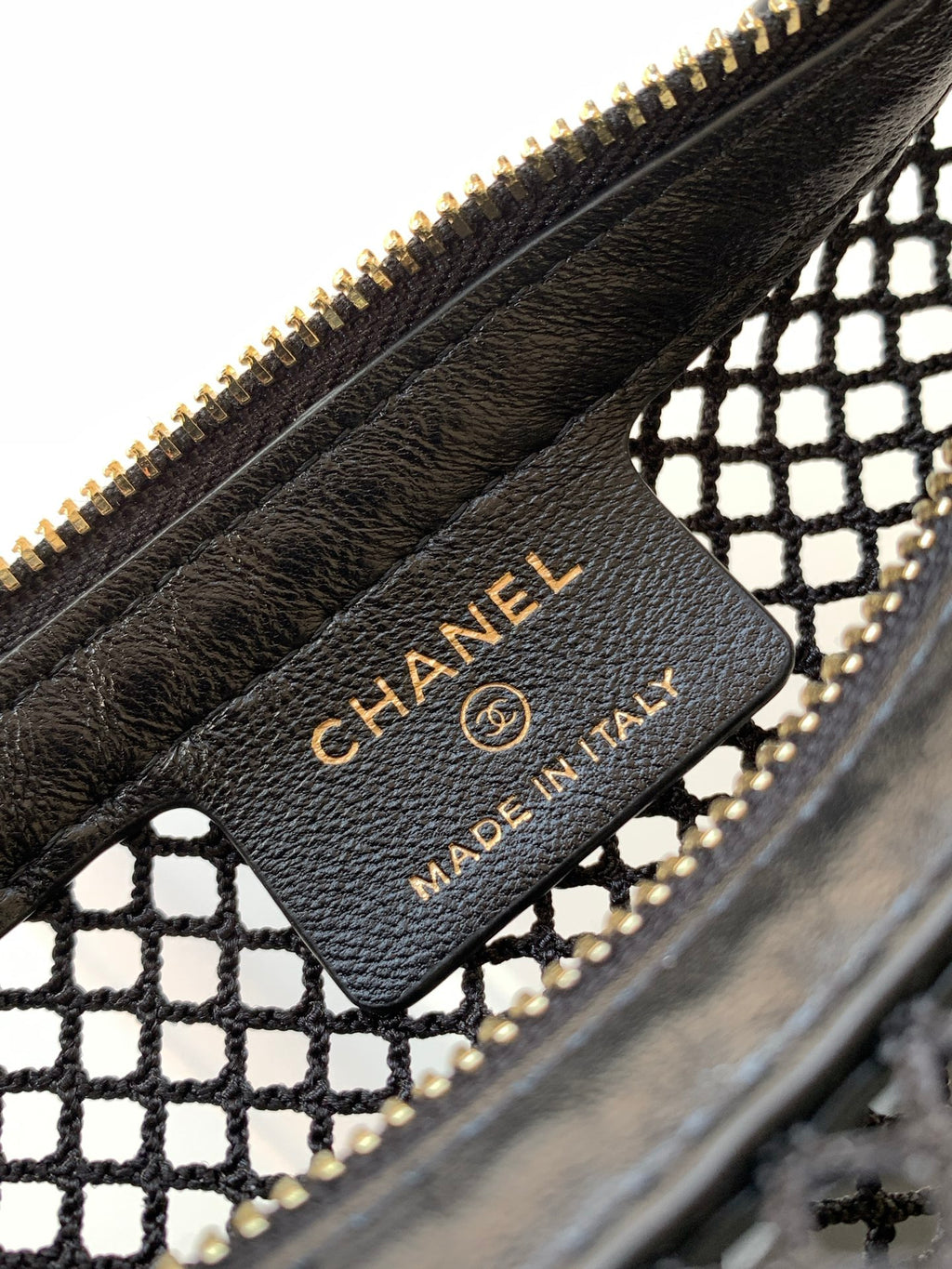 Chanel 25S Hula Hoop Mesh Bag — Black Mesh & Patent Leather with Silver Hardware