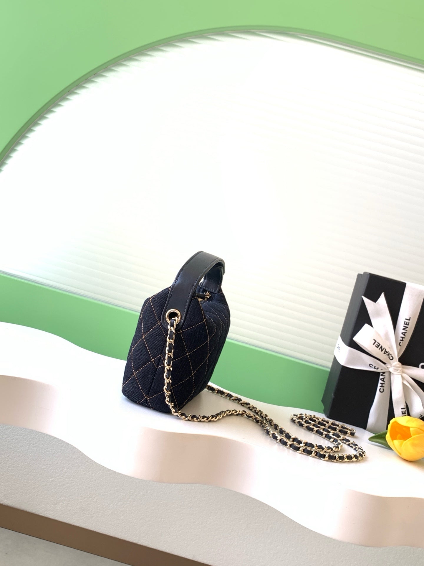 Chanel 26P Quilted Denim Lunch Box Bag — Dark Navy