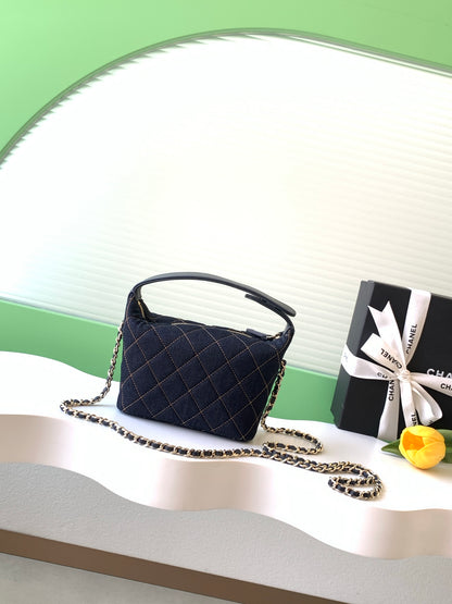 Chanel 26P Quilted Denim Lunch Box Bag — Dark Navy