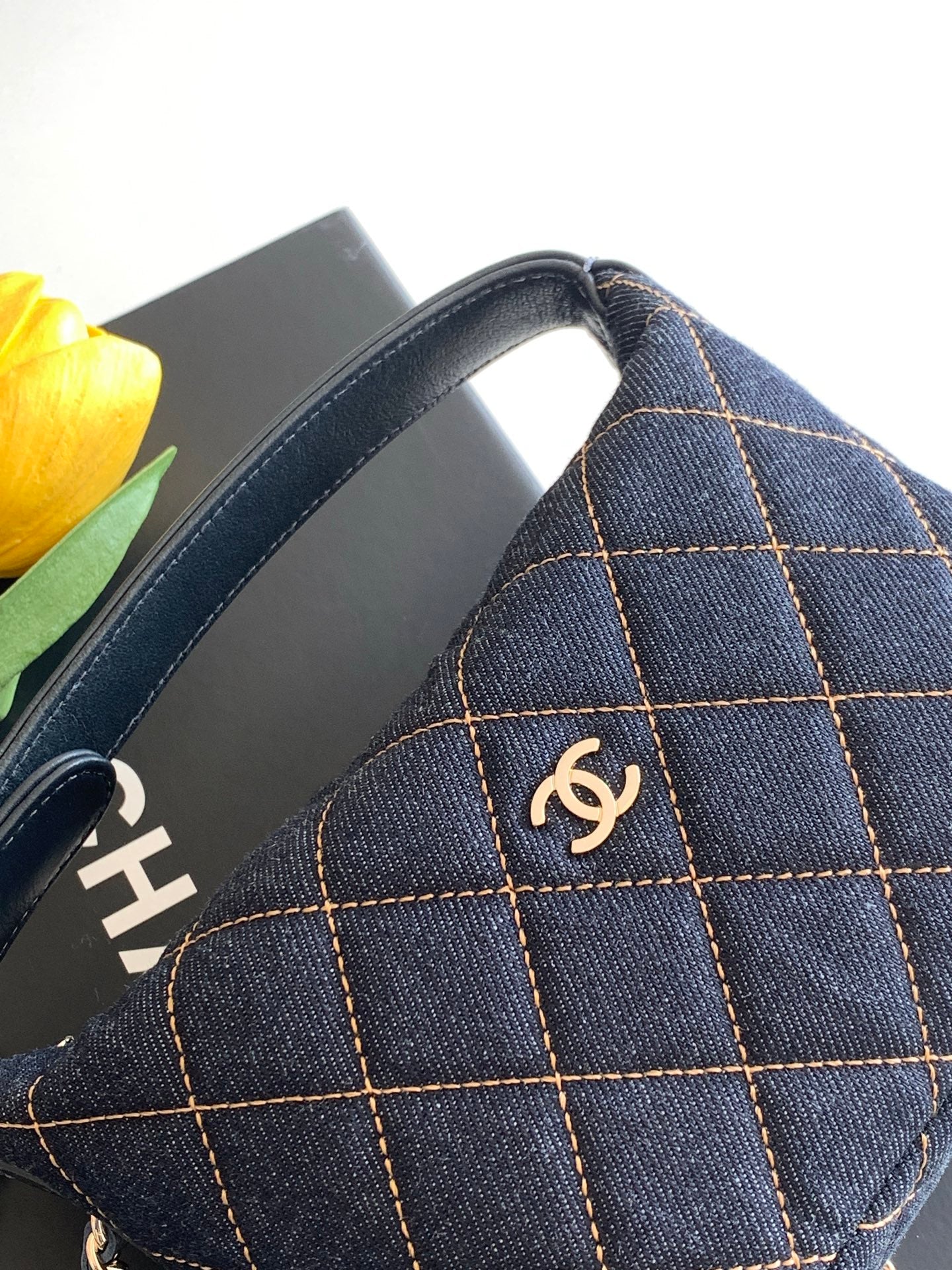 Chanel 26P Quilted Denim Lunch Box Bag — Dark Navy