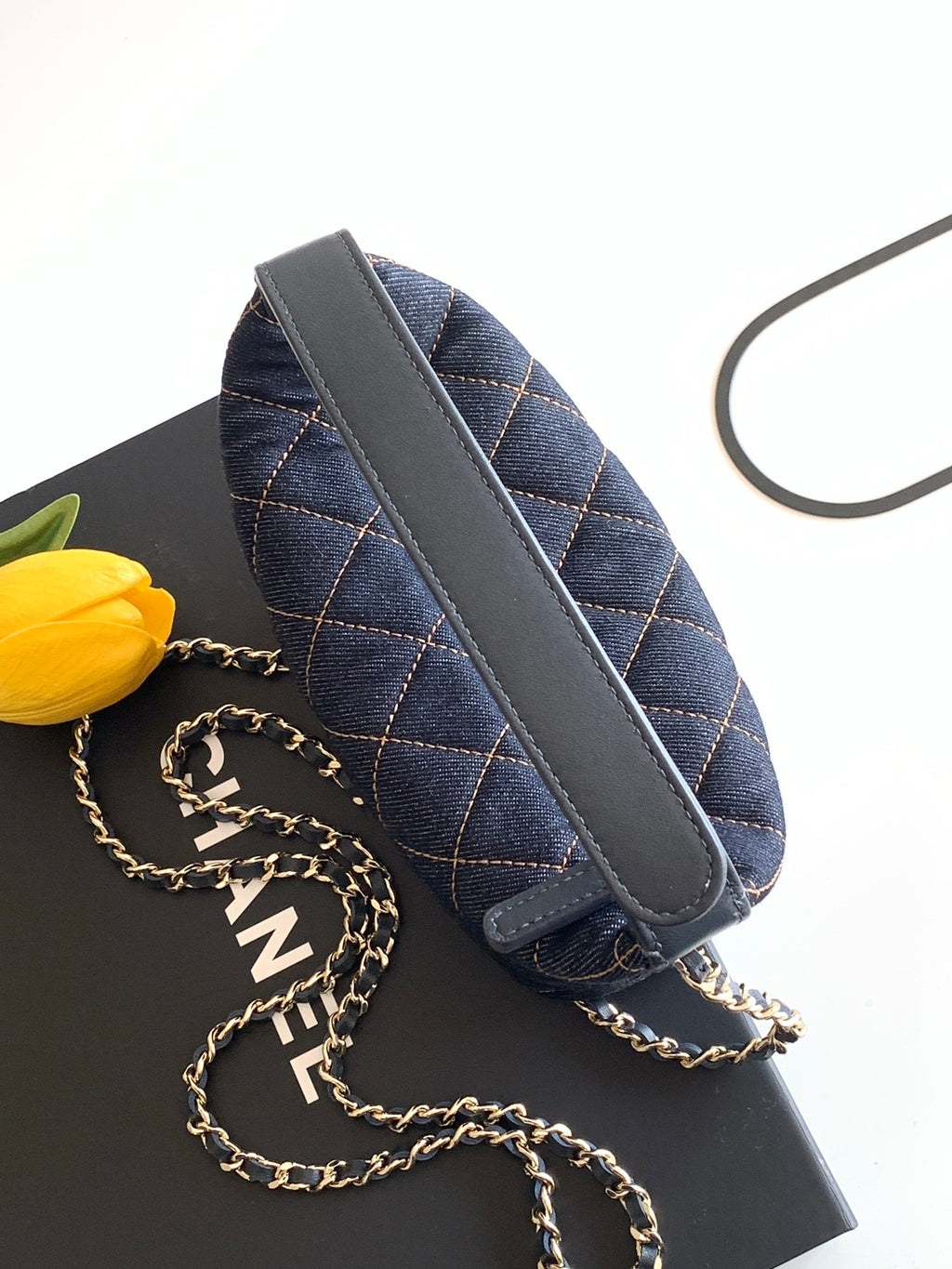 Chanel 26P Quilted Denim Lunch Box Bag — Dark Navy