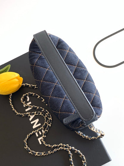 Chanel 26P Quilted Denim Lunch Box Bag — Dark Navy