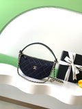Chanel 26P Quilted Denim Hobo Chain Bag — Dark Navy with Gold Hardware