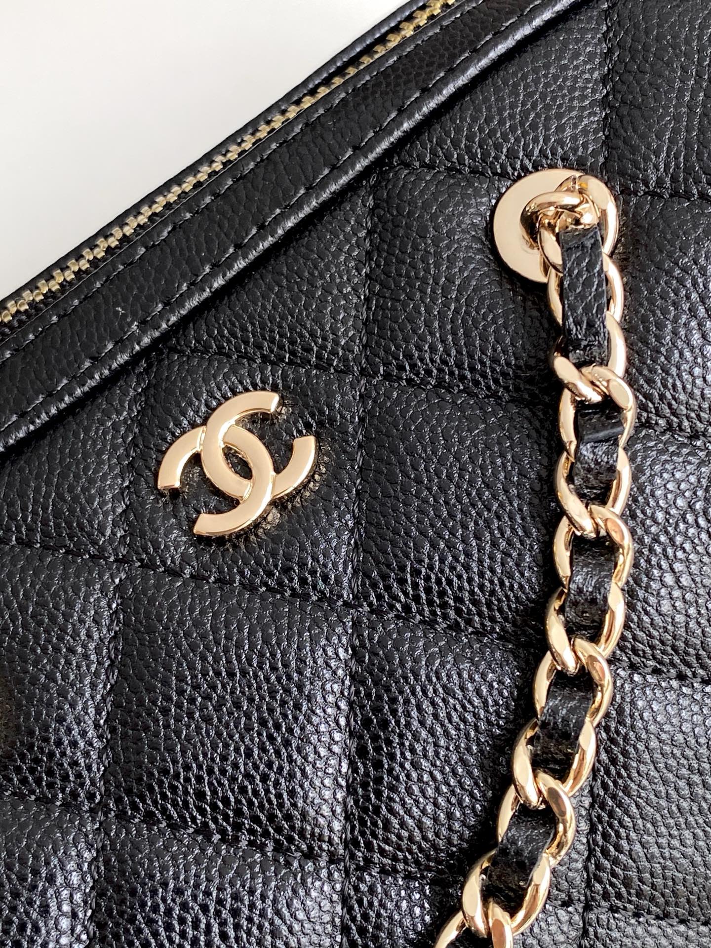 Chanel 25P Quilted Caviar Bowling Bag — Black with Gold Hardware