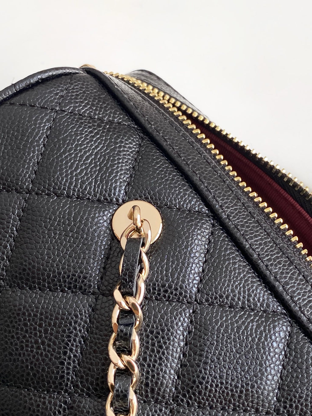 Chanel 25P Quilted Caviar Bowling Bag — Black with Gold Hardware