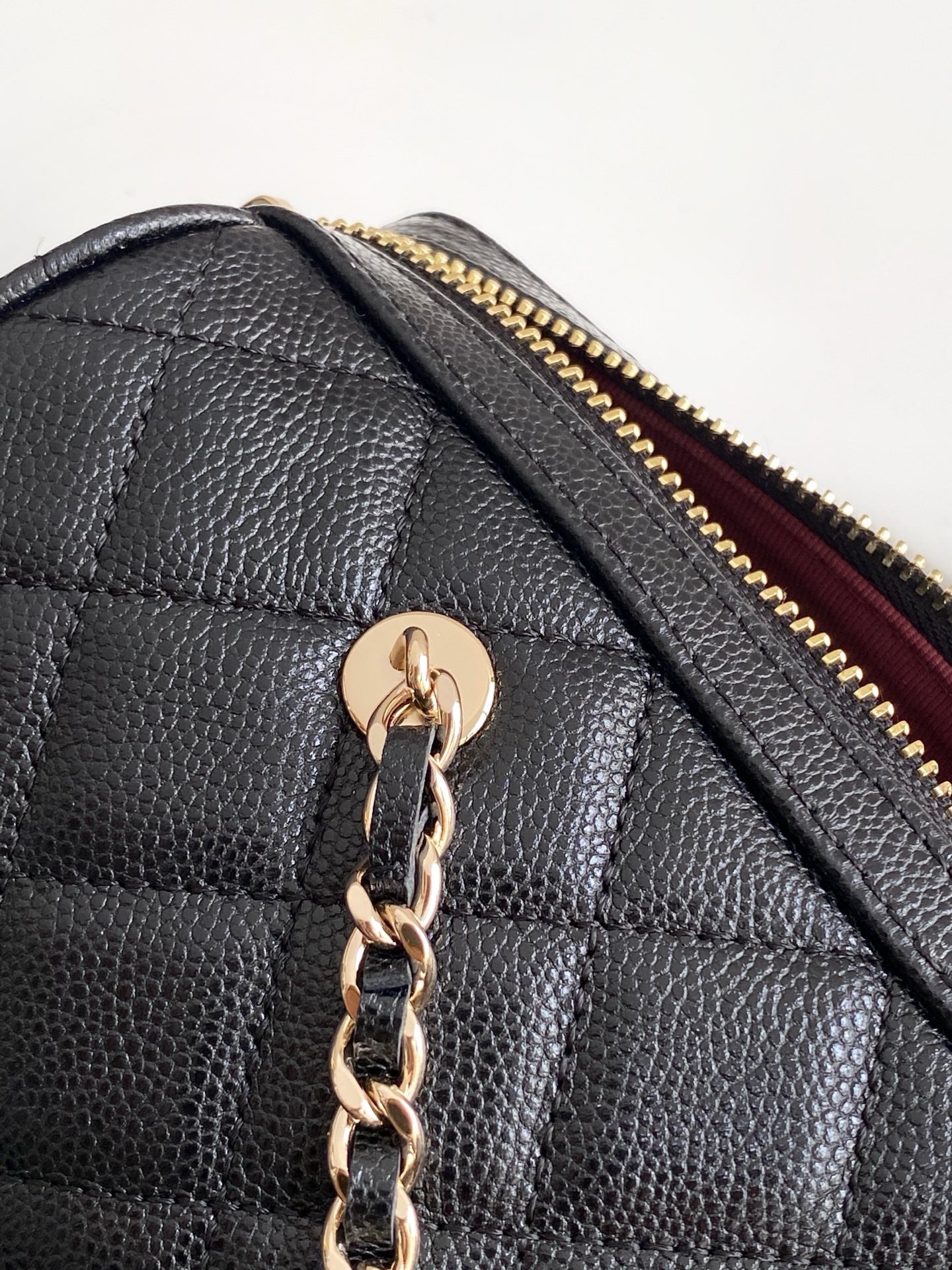 Chanel 25P Quilted Caviar Bowling Bag — Black with Gold Hardware