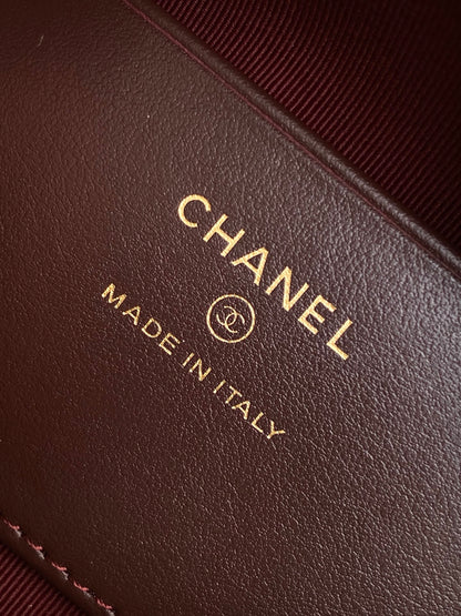 Chanel 25P Quilted Caviar Bowling Bag — Black with Gold Hardware