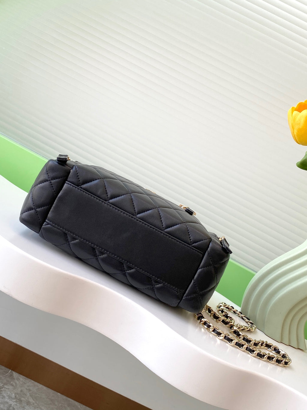 Chanel 24K Quilted Lambskin Camera Bag — Black with Silver Hardware
