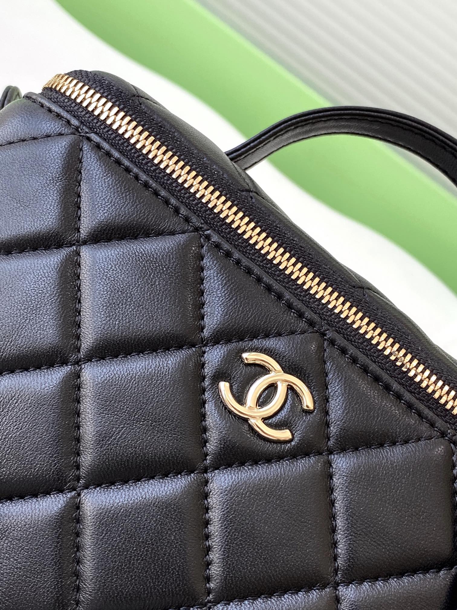 Chanel 24K Quilted Lambskin Camera Bag — Black with Silver Hardware