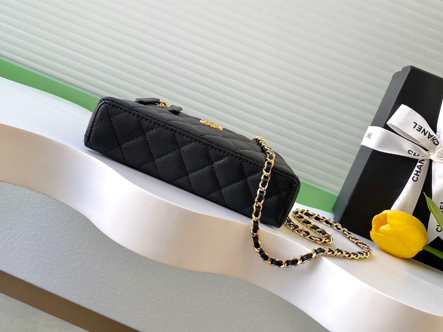 Chanel 26C LP Quilted Caviar Vanity Case — Black with Light Gold Hardware
