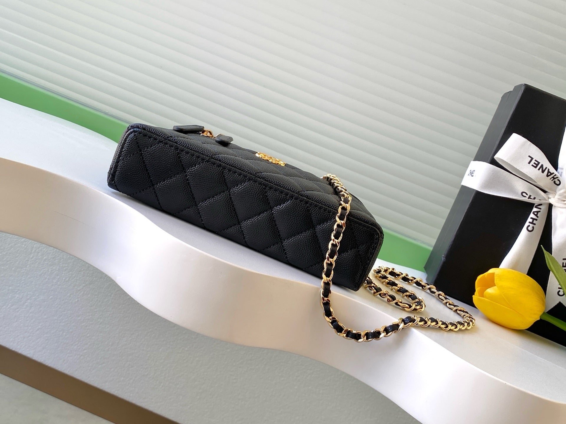 Chanel 26C LP Quilted Caviar Vanity Case — Black with Light Gold Hardware