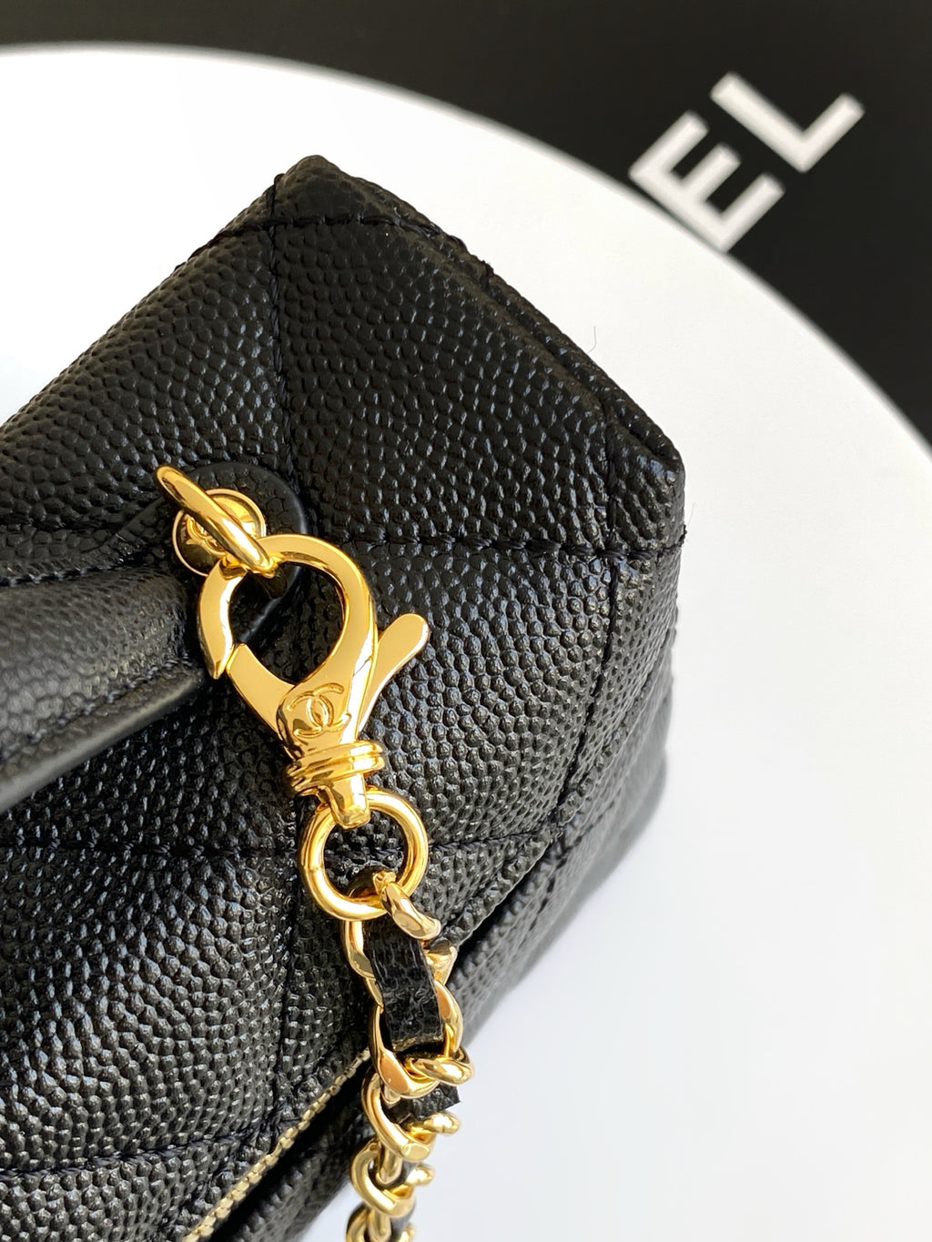 Chanel 26C LP Quilted Caviar Vanity Case — Black with Light Gold Hardware