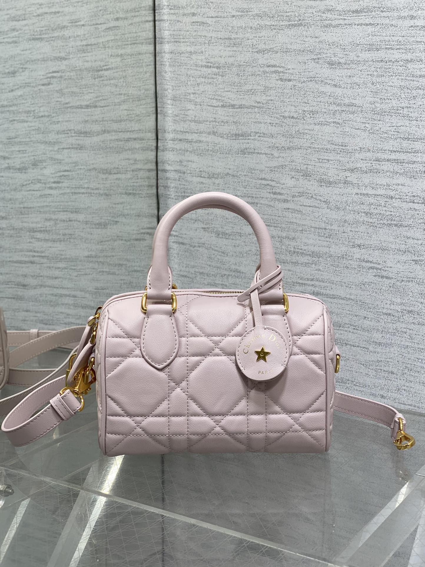 Dior Groove 20 Mini Boston Bag — Powder Pink Cannage Lambskin