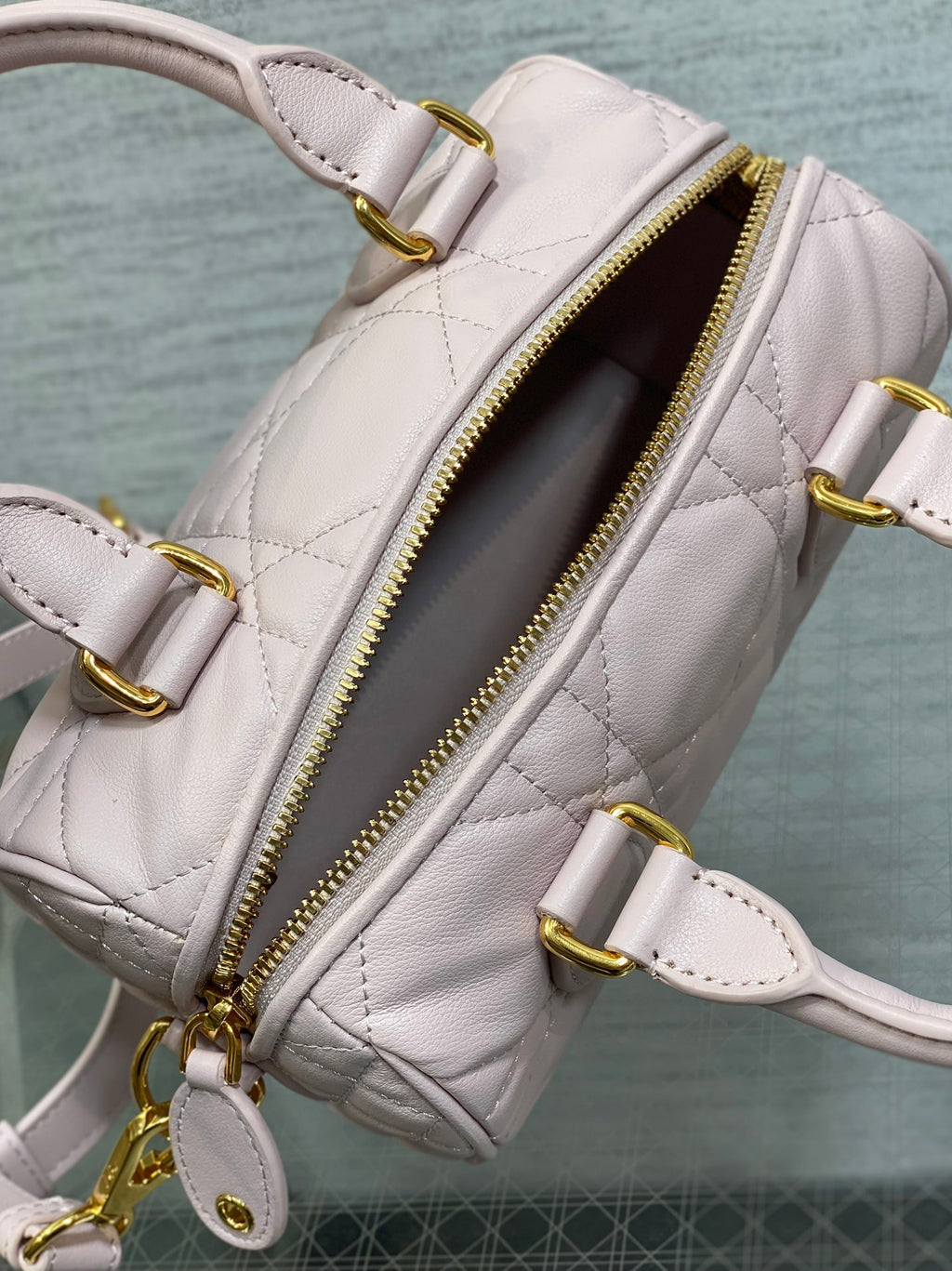 Dior Groove 20 Mini Boston Bag — Powder Pink Cannage Lambskin