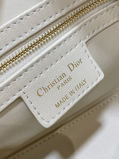 Dior Groove 20 Mini Boston Bag — Latte White Cannage Lambskin
