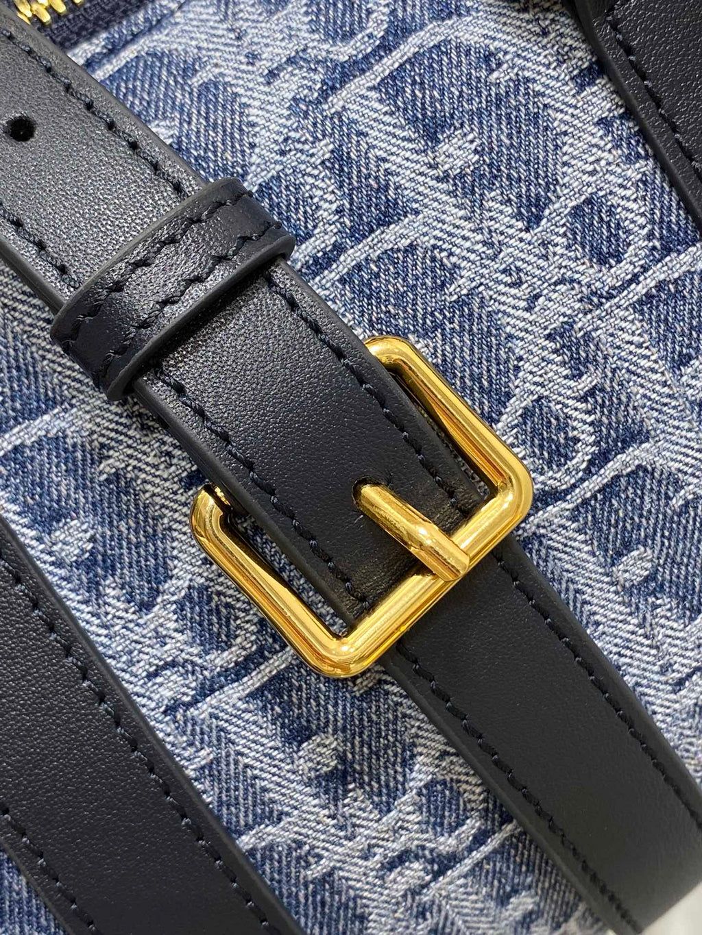Dior Groove 20 Mini Boston Bag — Blue Dior Oblique Denim with Black Leather Trim