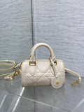 Dior Groove 16 Mini Boston Bag — Latte White Cannage Lambskin