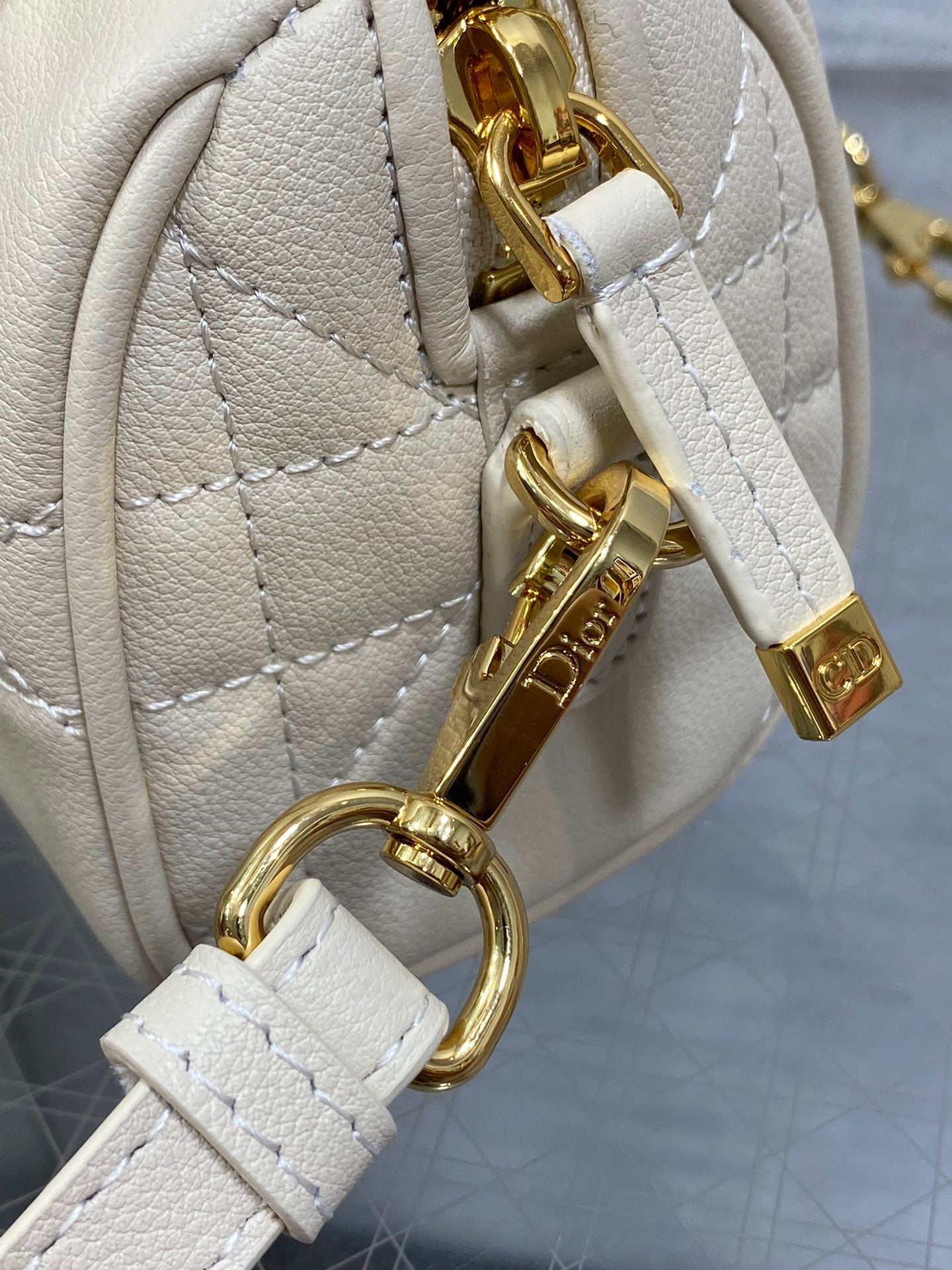 Dior Groove 16 Mini Boston Bag — Latte White Cannage Lambskin
