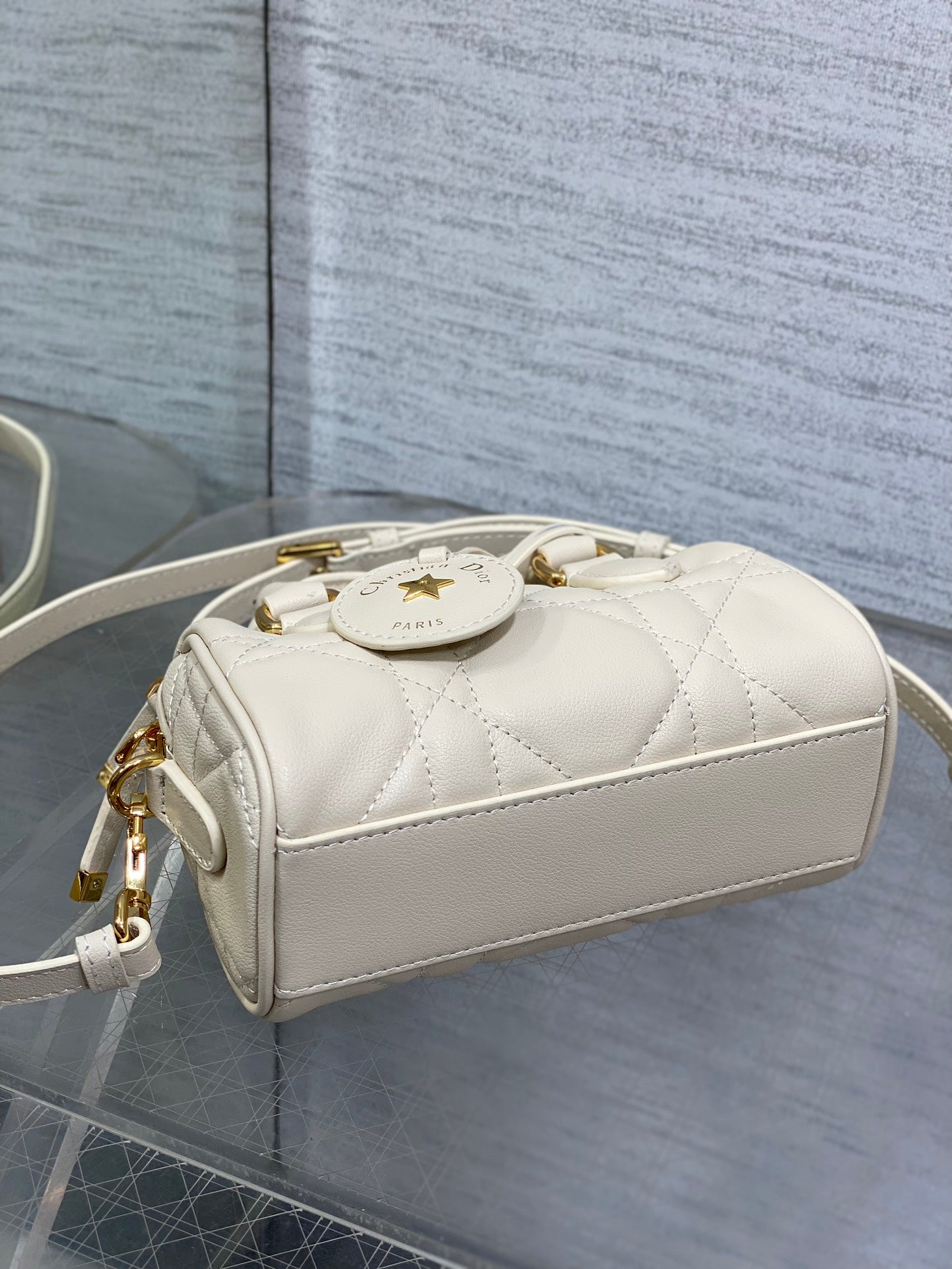 Dior Groove 16 Mini Boston Bag — Latte White Cannage Lambskin