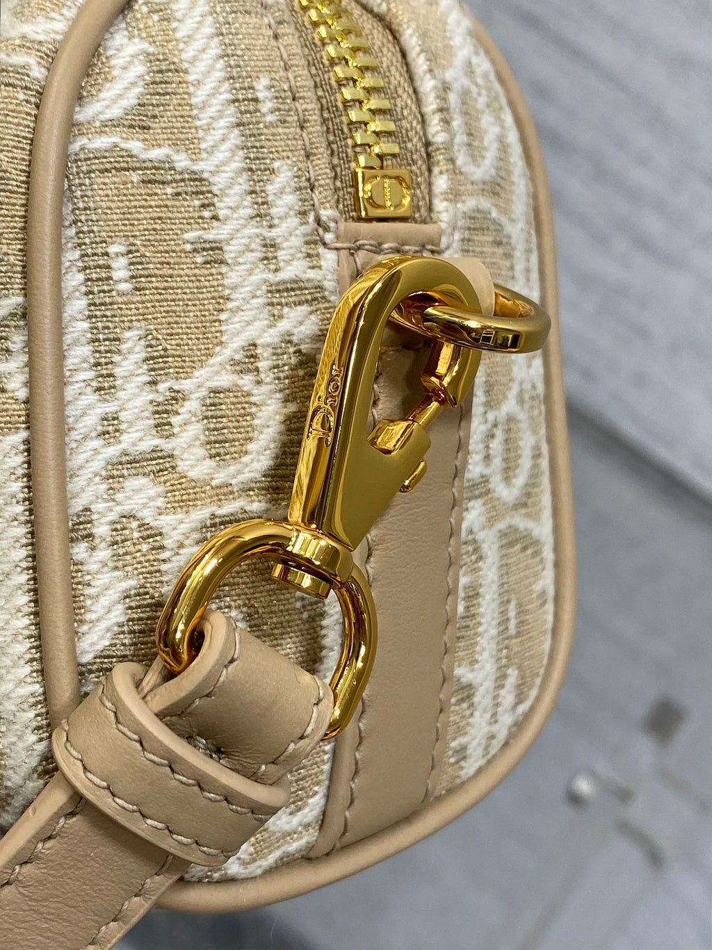 Dior Groove 16 Mini Boston Bag — Beige Dior Oblique Jacquard with Nude Leather Trim