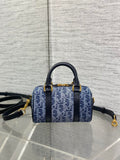 Dior Groove 16 Mini Boston Bag — Blue Dior Oblique Denim with Black Leather Trim