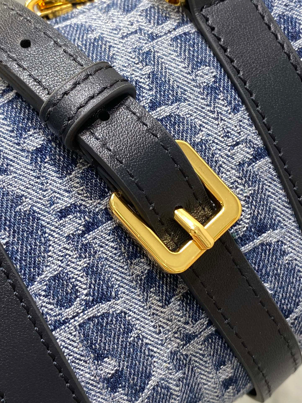 Dior Groove 16 Mini Boston Bag — Blue Dior Oblique Denim with Black Leather Trim