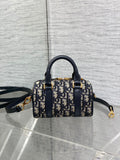 Dior Groove 16 Mini Boston Bag — Navy Dior Oblique Jacquard with Navy Leather Trim