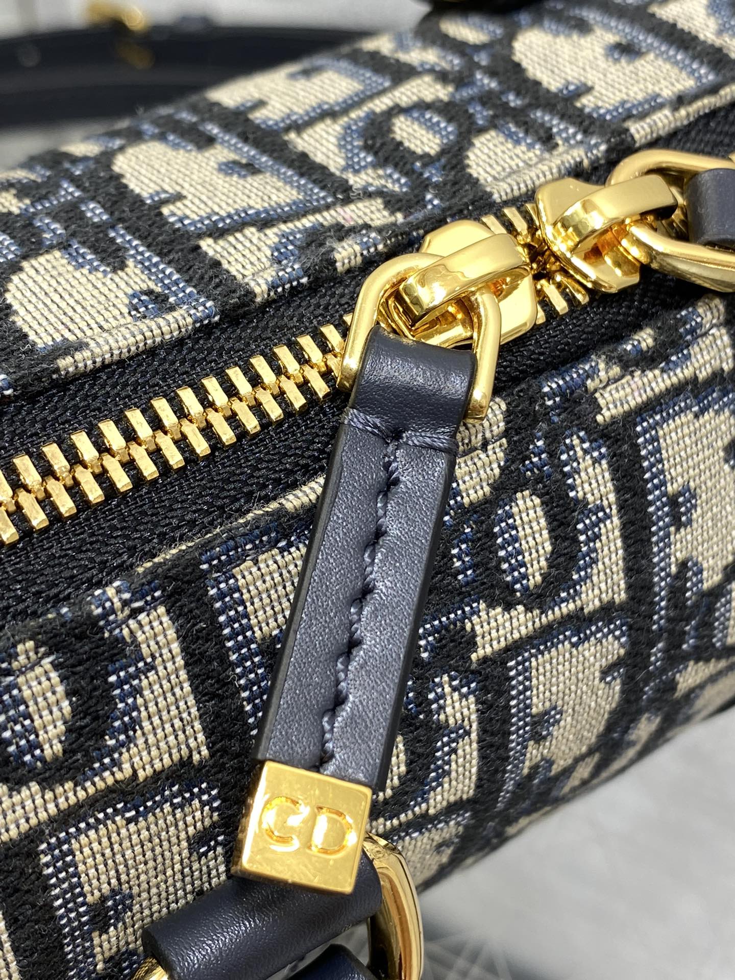 Dior Groove 16 Mini Boston Bag — Navy Dior Oblique Jacquard with Navy Leather Trim