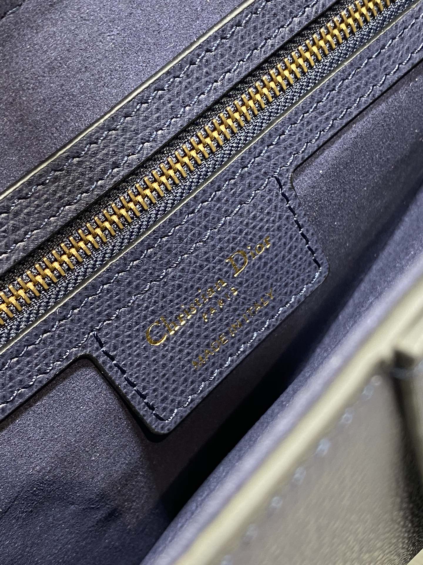 Dior Saddle Bag — Navy Blue Grained Calfskin with Gold Hardware